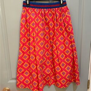 Vibrant Pink and Orange Geometric A-Line Skirt
